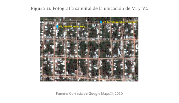 Figura 11. Fotografía satelital de la ubicación de V1 y V2 (Cortesía de Google Maps©, 2010)