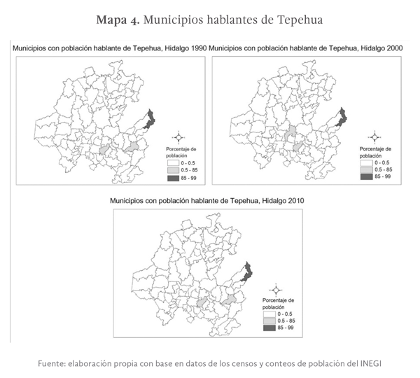 Mapa 4: Municipios hablantes de Tepehua