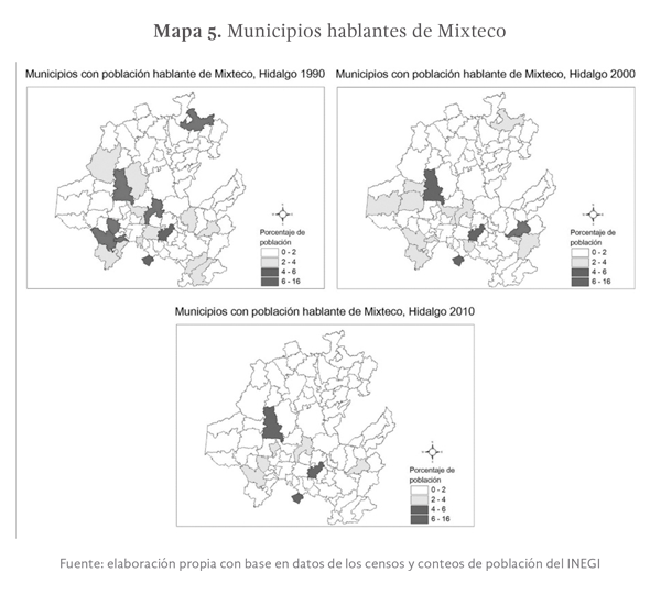 Mapa 5: Municipios hablantes de Mixteco