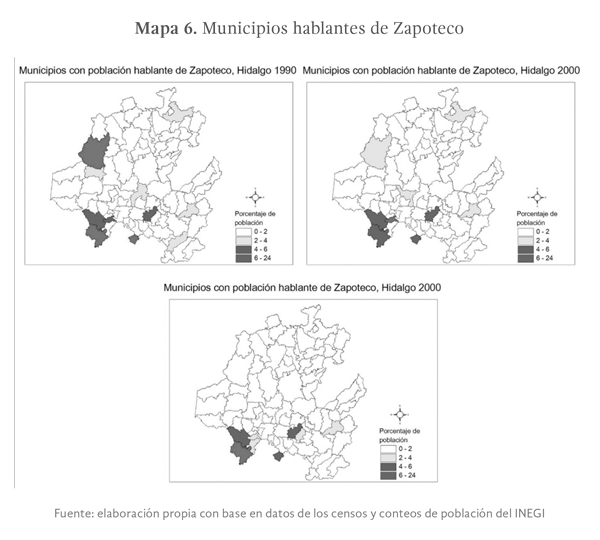 Mapa 6: Municipios hablantes de Zapoteco